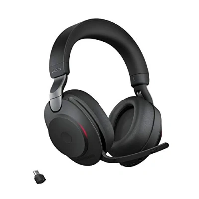 Imagen de Jabra Evolve2 85 Auriculares Inalámbricos Estéreo con Cancelación de Ruido Certificados para plataformas UC Batería Larga Duración Adaptador Bluetooth USB C Negro
