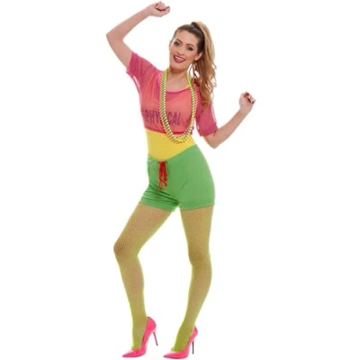 Imagen de Smiffys Disfraz de chica pongámonos en forma, con body, camiseta corta, shorts y banda para el pelo