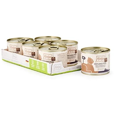 Imagen de MjAMjAM comida húmeda premium para gatos puro placer de la carne delicioso caballo, paquete 6 (6 x 200 g), sin cereales con extra