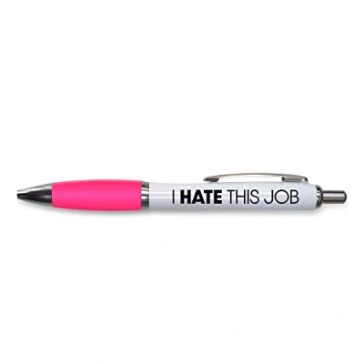 Imagen de Tongue in Peach Divertido bolígrafo de regalo Bolígrafos I Hate This Job oficina Divertida broma papelería Rosa PP153