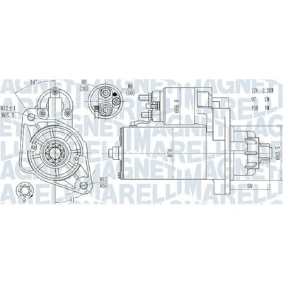 Imagen de MAGNETI MARELLI 063721378010 Motor de arranque 12 2,2 9 VOLKSWAGEN: Touareg I