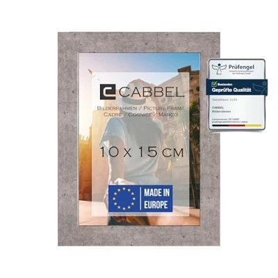 Imagen de CABBEL Set de 3 Marcos Fotos 10x15 Marco Madera MDF con Cristal acríLico inastillable en Gris (Hormigón)