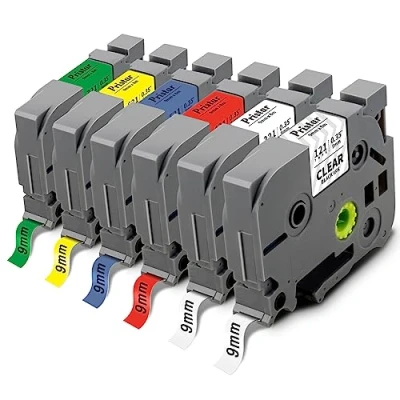 Imagen de 6X Pristar 9mm Compatible Cintas para Brother TZe 121 221 421 521 621 721 Tz PT P710BT H105 E110 H100 H110 H200 H107B D210 H100R E300VP P300BT H100LB D600