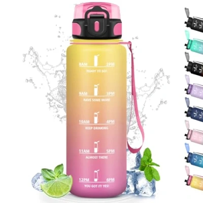 Imagen de Botella Agua, 1.5 Litros, Agua Deporte con Filtro, a Prueba de Fugas, Reutilizable Marca Tiempo, Gimnasio, Cantimplora para Deporte, Correr, Senderismo