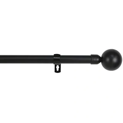 Imagen de MERCURY TEXTIL Barra Sencilla Forja Universal Extensible,Barra de Cortinas Decorativa Extensible (Negro, 120 210cm Bola)