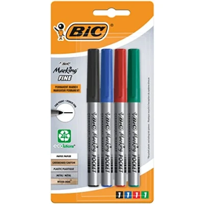 Imagen de Bic Marking Pocket 1445 Rotuladores permanentes (4 unidades) Parent Spig9, color multicolor paquete de 4