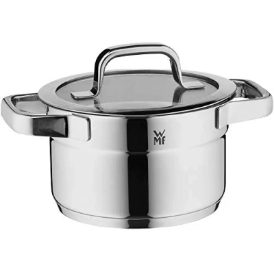 Imagen de WMF Compact Cuisine Olla pequeña (16,5 cm, Tapa de Cristal, 2 L, Acero Inoxidable Cromargan, Pulido, apilable, sin Revestimiento)