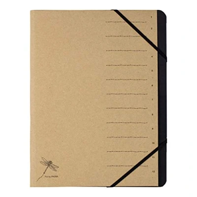 Imagen de Pagna Pure Carpeta organizadora (12 compartimentos, esquinas elásticas, cartón reciclado, impresión sutil), color negro