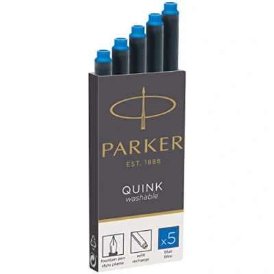 Imagen de Cartuchos de recarga Tinta para plumas estilográficas Parker Largo QUINK azul lavable 5 unidades