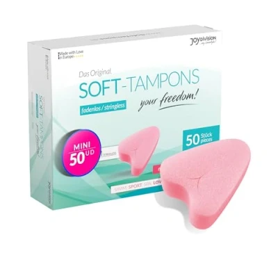 Imagen de JOYDIVISION Soft tampones mini I 50 unidades sin cordón para deporte, natación y spa esponjas menstruales ultra suaves inserción extracción fáciles Softtampón