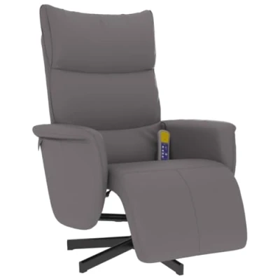 Imagen de vidaXL Sillón Reclinable de Masaje, Silla con Reposapiés, Descanso Relax TV, Asiento Tapizado para Salón Hogar, Cuero Sintético Gris