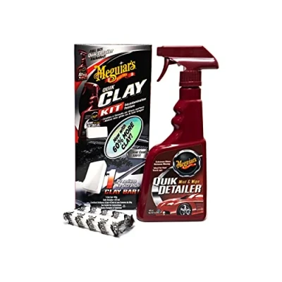 Imagen de Meguiar&#039;s G1116EU Quik Clay Detailing System Producto deetallado con claybar (473 ml y 50 g) uik Kit de descontaminación