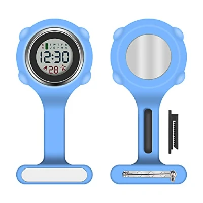 Imagen de Vicloon Reloj Bolsillo Enfermera, Enfermera Digital Multifuncional,Puede Cronometrarse y Usarse como Despertador,Reloj Silicona Prendedor de Broche,Regalos para Medicos Enfermeras