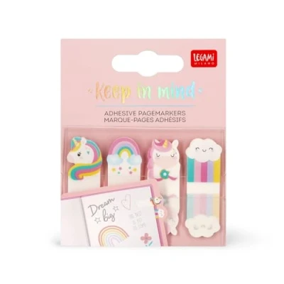 Imagen de Legami PageMarkers Pegatinas Keep in Mind, 80 (20 x 4), Escribibles y Removibles, Tema Unicorn, 7 5.5 cm
