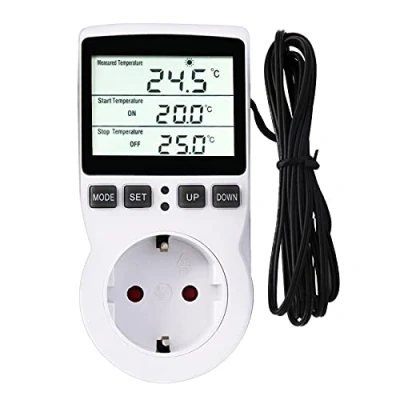 Imagen de RUIZHI Digital Termostato Regulador de Temperatura Controlador Calefacción Refrigeración con Temporizador y Sonda para Reptiles, Incubadora, Invernadero,Acuicultura (EU)