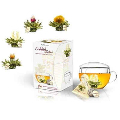 Imagen de Creano &quot;Flores de Té Télini&quot; Juego Regalo Flores con Taza y 8 en Tamaño blanco