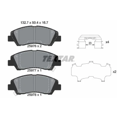 Imagen de TEXTAR 2597601 Juego de pastillas freno con avisador acústico desgaste accesorios HYUNDAI: i10 II Hatchback, Cargo, III Hatchback