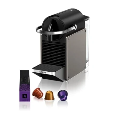 Imagen de KRUPS XN306TK Nespresso Pixie Titan, cafetera expreso, recetas programables, 2 longitudes, apagado automático, 1260 W, 0,7 litros