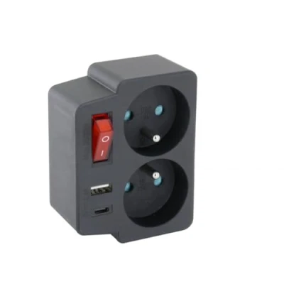 Imagen de Universal Domino 2x16a con usba+usbc e interruptor negro 48151