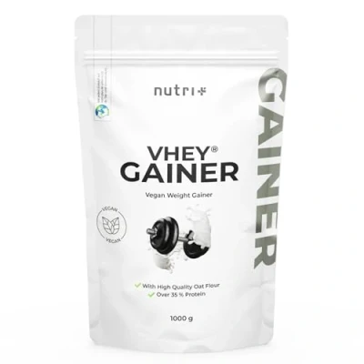 Imagen de Nutri+ Weight Gainer Vegan 1 kg Banoffee Vhey Mass Sin Azúcar, Creatina y Maltodextrina Lactosa + Alto Contenido Calórico 1000 g