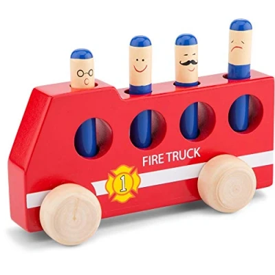 Imagen de New Classic Toys 10546 Nuevos Clásicos Juguetes 2042927 Vehículos en Miniatura Pop Up Bombero del Coche, Color Madera (546)