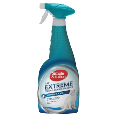 Imagen de Simple Solution Eliminador de manchas y olores Extreme Cat Limpiador enzimático con 3 veces más poder limpieza a favor las bacterias, 500 ml