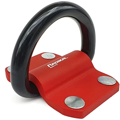 Imagen de RADIKAL RK60 Anclaje Suelo Pared XXL Premium con Anilla Basculante de ø20mm para 2 Cadenas, Acero Máxima Resistencia y Tacos Blindados, Antirrobo Seguridad Universal Anclar Moto Garaje Parking