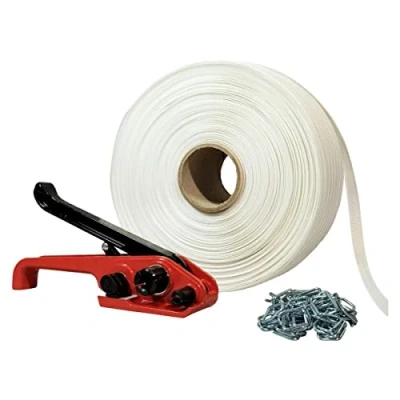 Imagen de Kit 1 Fleje tejido 16 mm x 850 m + 250 hebillas GRATIS tensor Resistencia 450kg TECPLAST KFT1