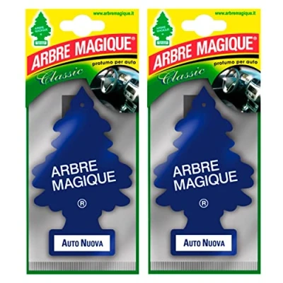 Imagen de Arbre Magique Mono, ambientador para coche, fragancia clásica y elegante, duración de hasta 7 semanas, fabricado en Italia, paquete 2 unidades