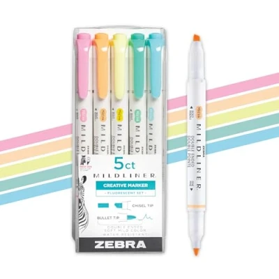 Imagen de Zebra Mildliner Double Ended Marker Bold &amp; Fine Point 5/Pkg Fluorescent