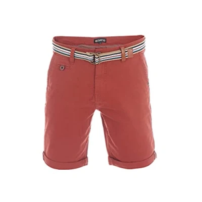 Imagen de riverso RIVKlaas Pantalones Cortos Chinos para Hombre, Corte Regular, Bermuda, de Verano, 98% algodón, Verde, Rojo, Azul, Beige, Gris, W30 W42 Rojo Oscuro (55400)