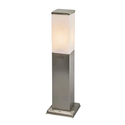 Imagen de Qazqa Moderno Baliza moderna 45cm acero MALIOS Plástico/Acero inoxidable Cubo/Rectangular/Alargada Adecuado para LED Max. 1 x 60 Watt