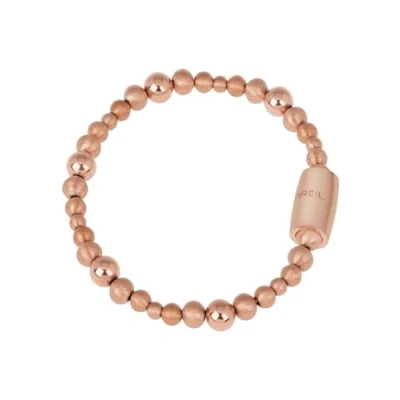 Imagen de BREIL, Colección Magnetic, Pulsera Sol Pequeña, en Acero IP Rosa, con Pequeñas Esferas Doble Diamante y Acabado Pulido, Práctico Cierre Imán, Color Oro Tamaño 19 Cm