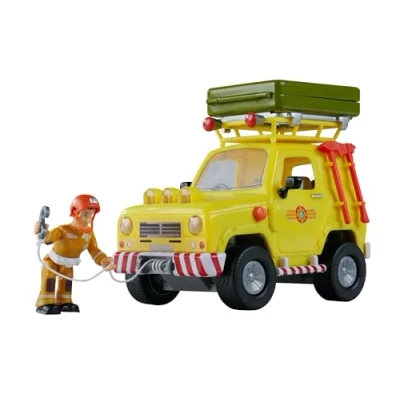 Imagen de Simba 109252653 Coche Todoterreno de Bombero, Tienda campaña Plegable en el Techo, Figura Sam, luz, cabrestante, Accesorios, 16 cm, a Partir 3 años