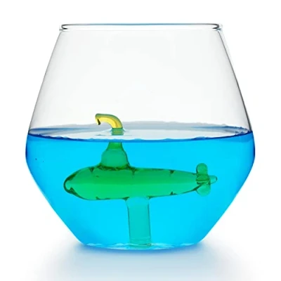 Imagen de CKB LTD Submarine en un vaso de vidrio grande 450 ml, ideal para agua, whisky, zumos naranja, único y novedoso, 1 pieza