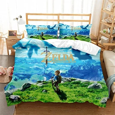 Imagen de Ste X Juego de Funda Nórdica Reversible The Legend of Zelda Ropa Cama Fundas Edredón Almohada Aspecto Lino Algodón Premium Rica ((180x220 cm) 105/135,Zelda 06)