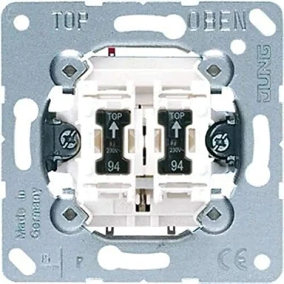 Imagen de JUNG 535U5 Mecanismo Pulsador Doble 10 AX / 250 V , Unipolar Na con 2 Lamparitas Ref. 94