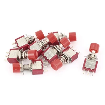 Imagen de sourcing map AC 250V/120V 2A/5A 3 Terminales NO SPDT NC Pulsador interruptor momentáneo 9pcs