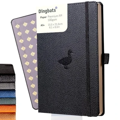 Imagen de Dingbats Wildlife Cuaderno Mediano Rayado, Pato Negro, A5 Tapa Dura Papel Crema De 100 Gsm A Prueba Incluye Cierre Elástico Y Marcador