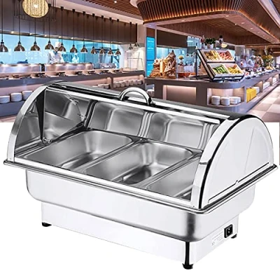 Imagen de YAOYAOO Calientaplatos Eléctrico para Buffet, Calentador Comida Buffet con Cubierta, Comercial Calentadoras 9L 13L Servidor de Bandeja Mantener Alimentos Calientes