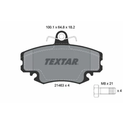 Imagen de TEXTAR 2146306 Juego de pastillas freno no preparado para indicador desgaste con tornillos pinza RENAULT: CLIO 2, 1