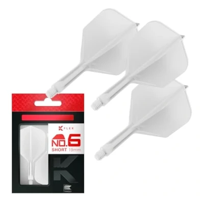 Imagen de Target Darts K Flex Integrated Dart Flight and Shaft, No.6 Blanco (Corto) Pack De 3 No 6, Precisión Moldeada 2 En 1 Plumas Y Caña para Dardos Accesorios Profesionales