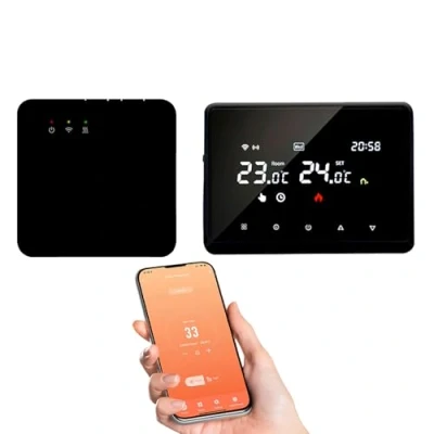 Imagen de termostato inalámbrico WiFi Tuya, de caldera gas, conectado e inteligente WiFi, con pantalla LED táctil, control voz y distancia, compatible Alexa Google