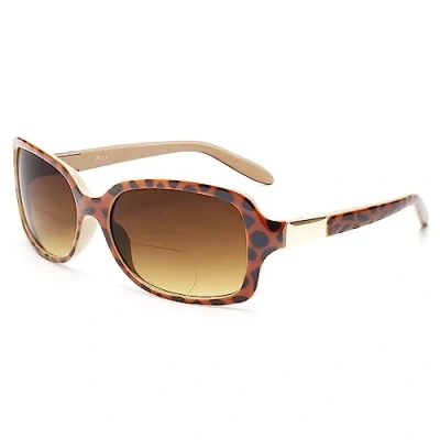 Imagen de JM Clásica Bifocales Gafas de Lectura Cudaradas Elegante Gradiente Sol Lectores Para Mujer (+1.5, Carey)