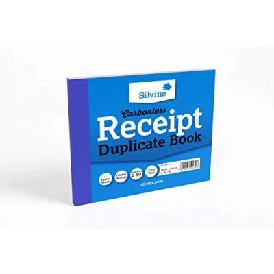 Imagen de Silvine Libro de recibos duplicado autocopiativo 5 x 4 pulgadas, numerado del 1 al 50 con hoja índice