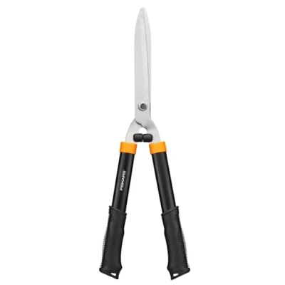 Imagen de Fiskars Tijeras Cortasetos HS21, Para Podar Setos y Arbustos, Longitud 59 cm, Cuchillas de Acero Templado/Mango Plástico Soft Touch, Negro/Naranja, Solid, 1026827