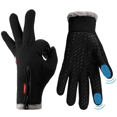 Imagen de Lzfitpot Guantes de Invierno Cálido Impermeable Pantalla Táctil a Prueba Viento Antideslizante para Bicicleta Moto y Correr al Aire Libre Calientes,Unisex