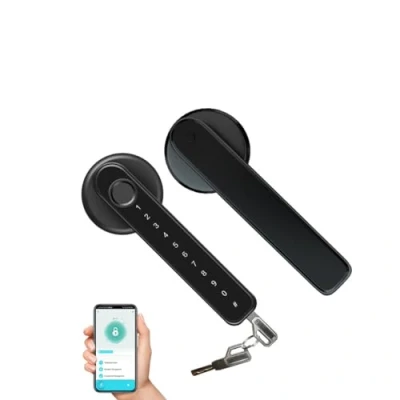 Imagen de Xenocam cerradura de puerta inteligente con huella dactilar manija teclado para el hogar, apartamento, oficina, delantera, dormitorio, entrada sin llave