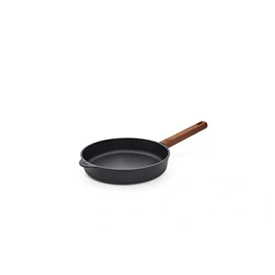 Imagen de Woll Eco Logic QXR Sartén plana de hierro fundido (inductiva, diámetro 24 cm, 5 cm alto, con mango madera firme sostenible, apta para todo tipo cocinas, sin PFAS, aluminio fundido,