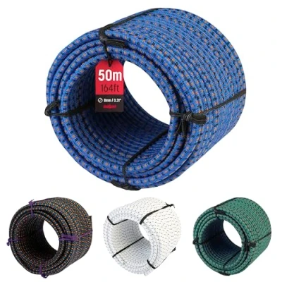 Imagen de MAGMA Cuerda Elastica 8mm, 50m. Monotex Polietileno. Piscinas (Standard NF P 90 308) Toldos Acampadas Exteriores Manualidades Nautica Amarres Escalada Resistente al Agua (Azul)